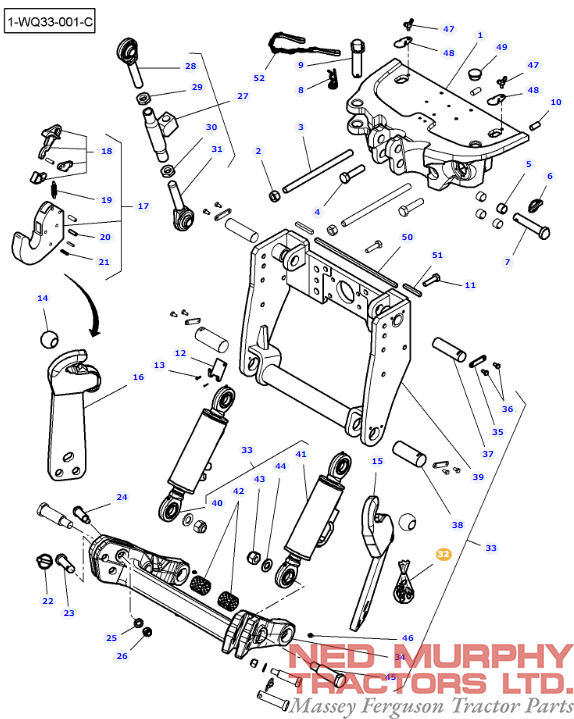 Front Linkage Ram Seal Kit 3907875M91 - Image 2