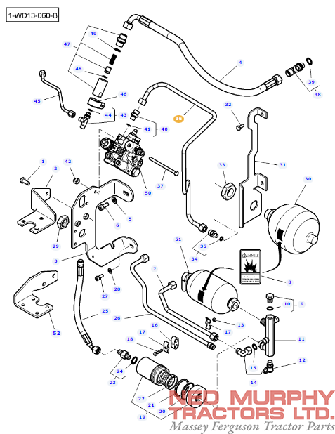 High Pressure Brakes Hydraulic Pipe 4308093M1 - Image 2